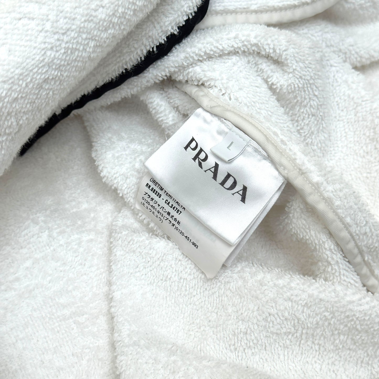 PRADA TERRY COTTON BOWLING SHIRT WHITE L