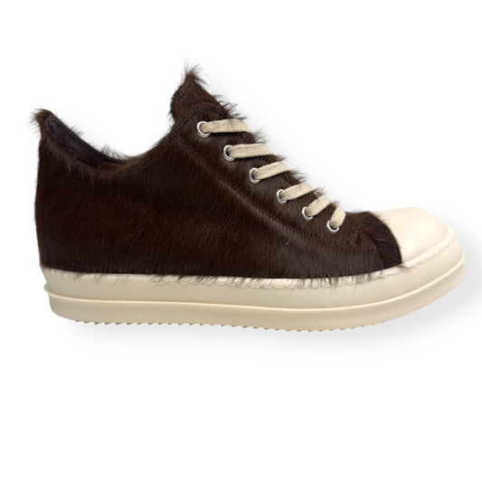 RICK OWENS PONY HAIR LOW TOP SNEAKER BROWN 41.5 / UK7.5