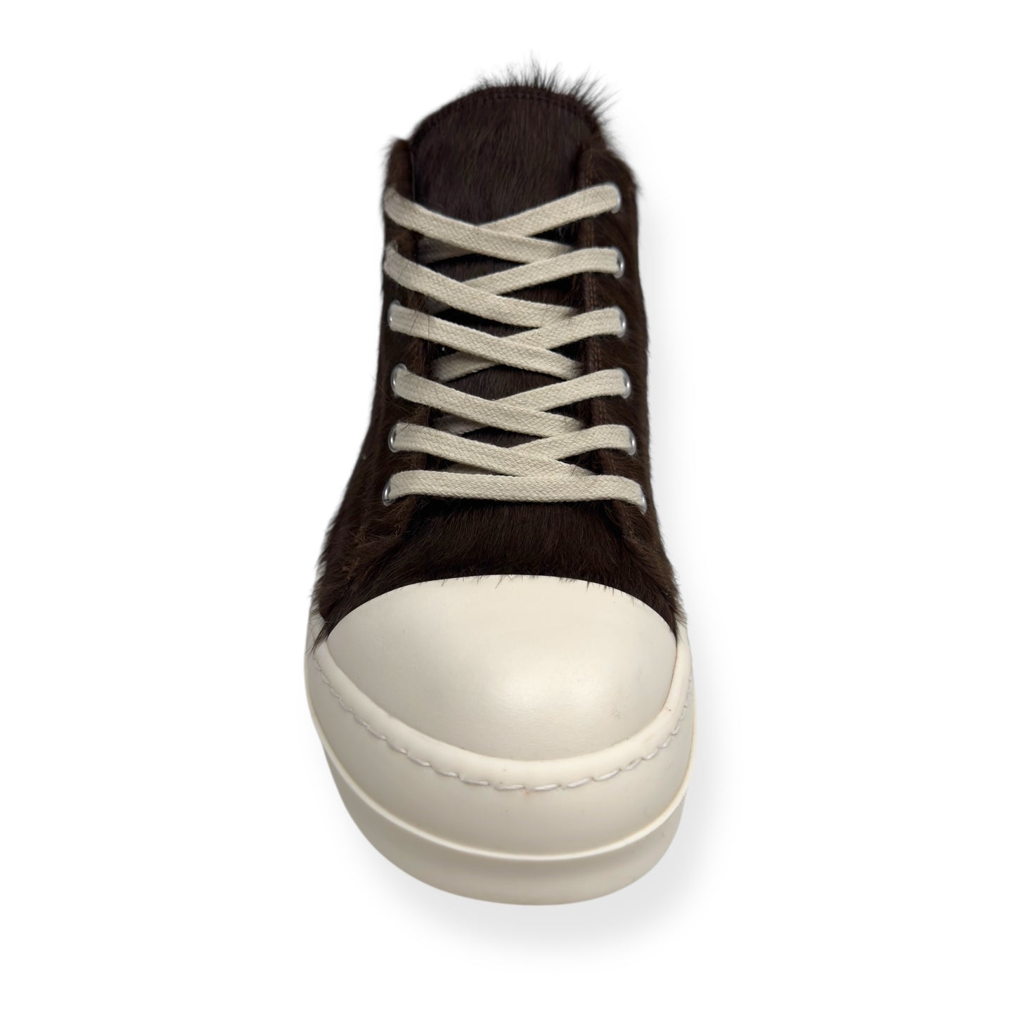 RICK OWENS PONY HAIR LOW TOP SNEAKER BROWN 41.5 / UK7.5