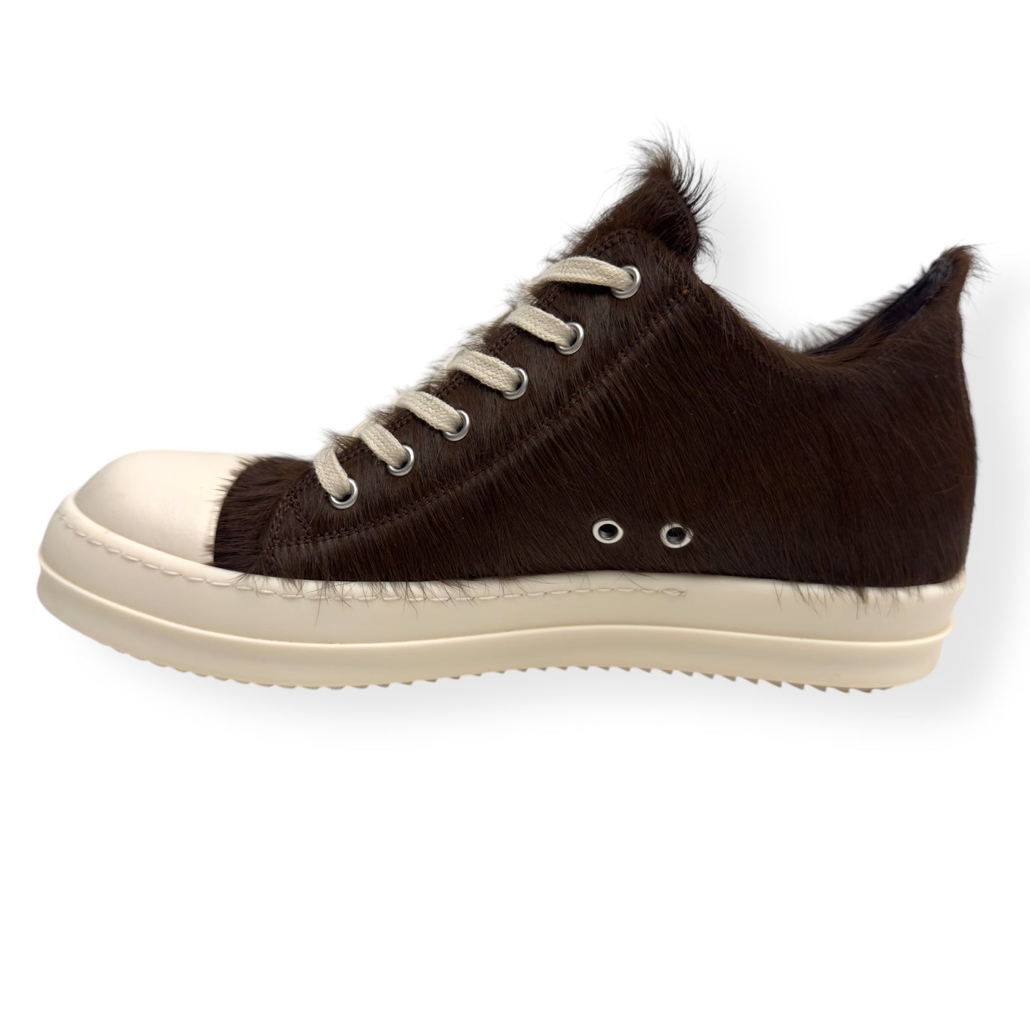 RICK OWENS PONY HAIR LOW TOP SNEAKER BROWN 41.5 / UK7.5