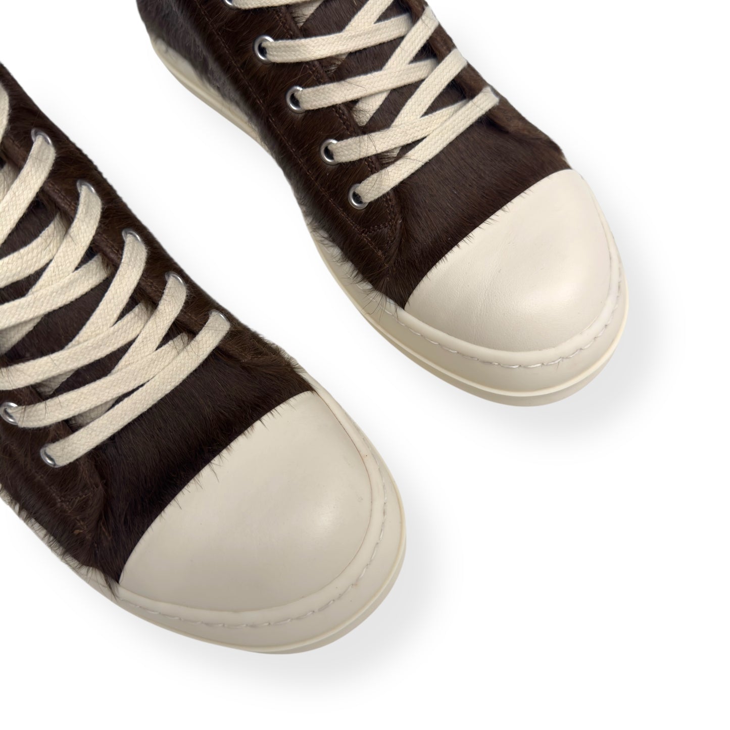 RICK OWENS PONY HAIR LOW TOP SNEAKER BROWN 41.5 / UK7.5