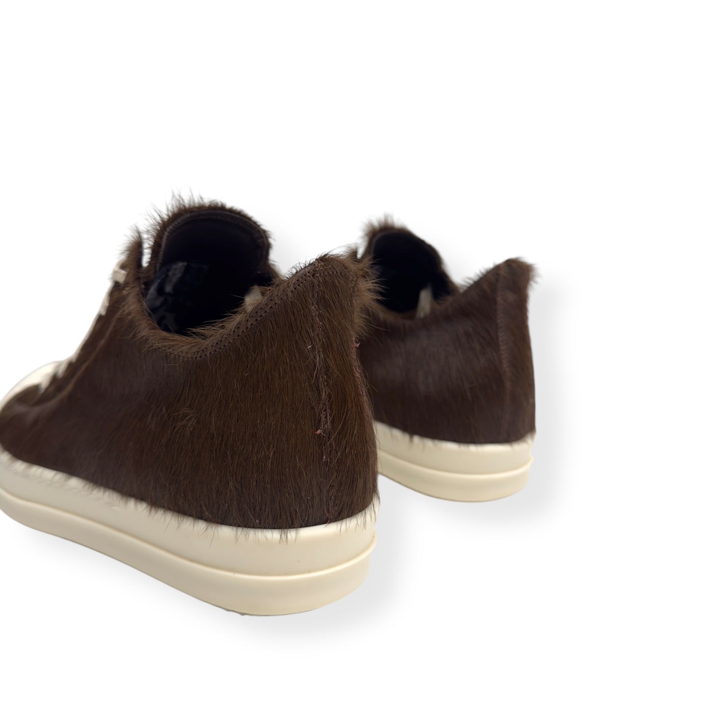 RICK OWENS PONY HAIR LOW TOP SNEAKER BROWN 41.5 / UK7.5