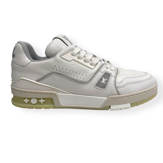 LOUIS VUITTON LEATHER LV TRAINER WHITE / GREY UK7