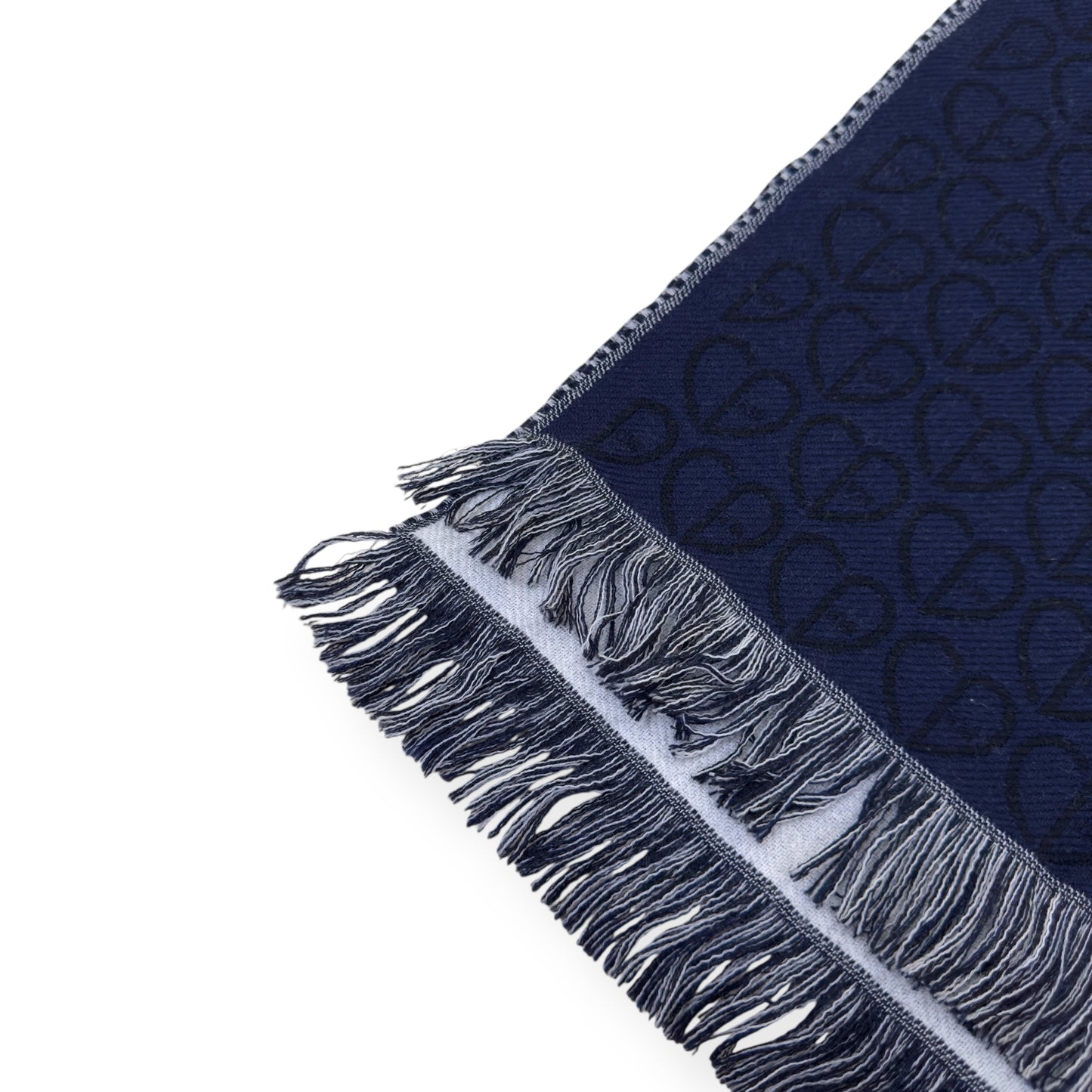 DIOR CD HEART PATTERN WOOL SCARF NAVY
