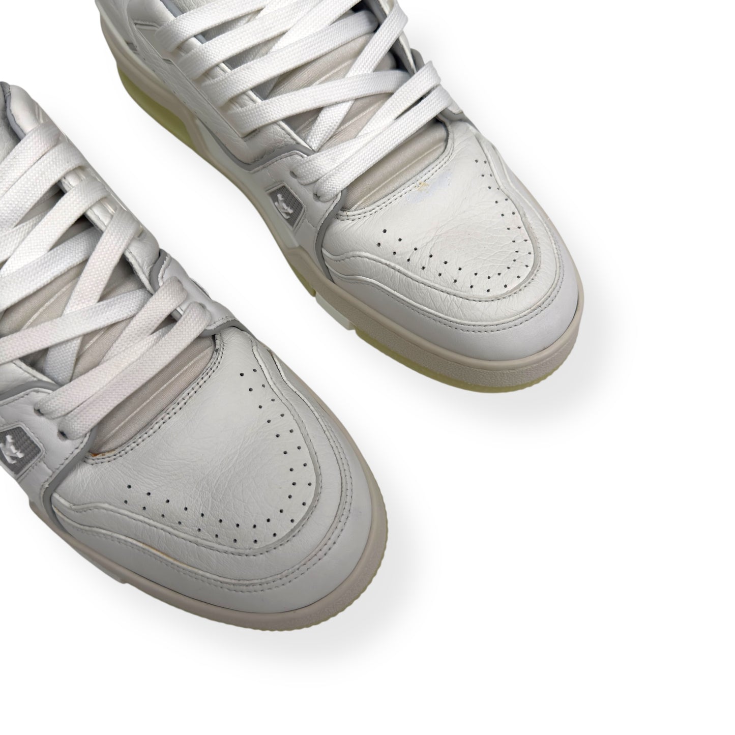 LOUIS VUITTON LEATHER LV TRAINER WHITE / GREY UK7