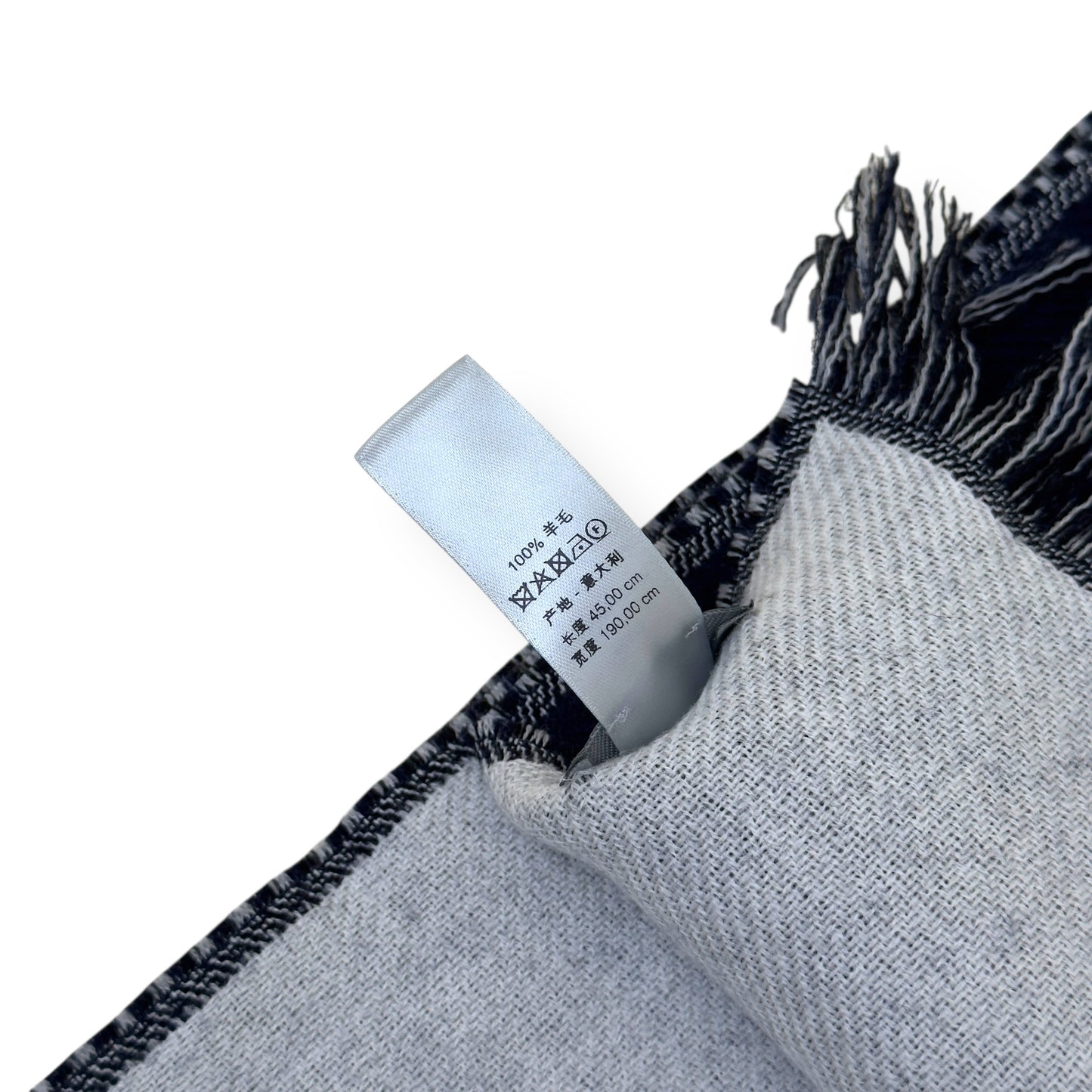 DIOR CD HEART PATTERN WOOL SCARF NAVY