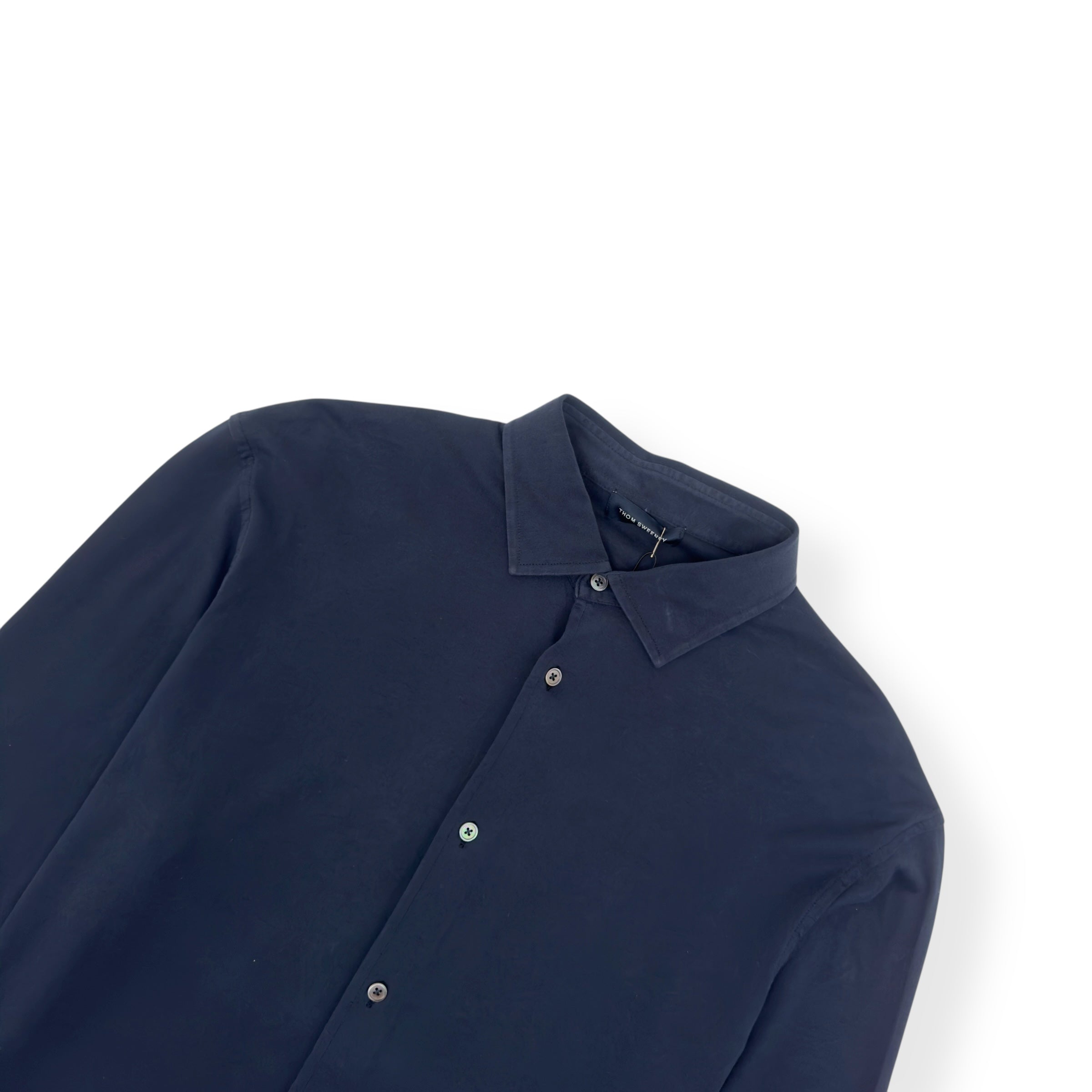 THOM SWEENEY SS23 BUTTON THROUGH POLO SHIRT NAVY XXL