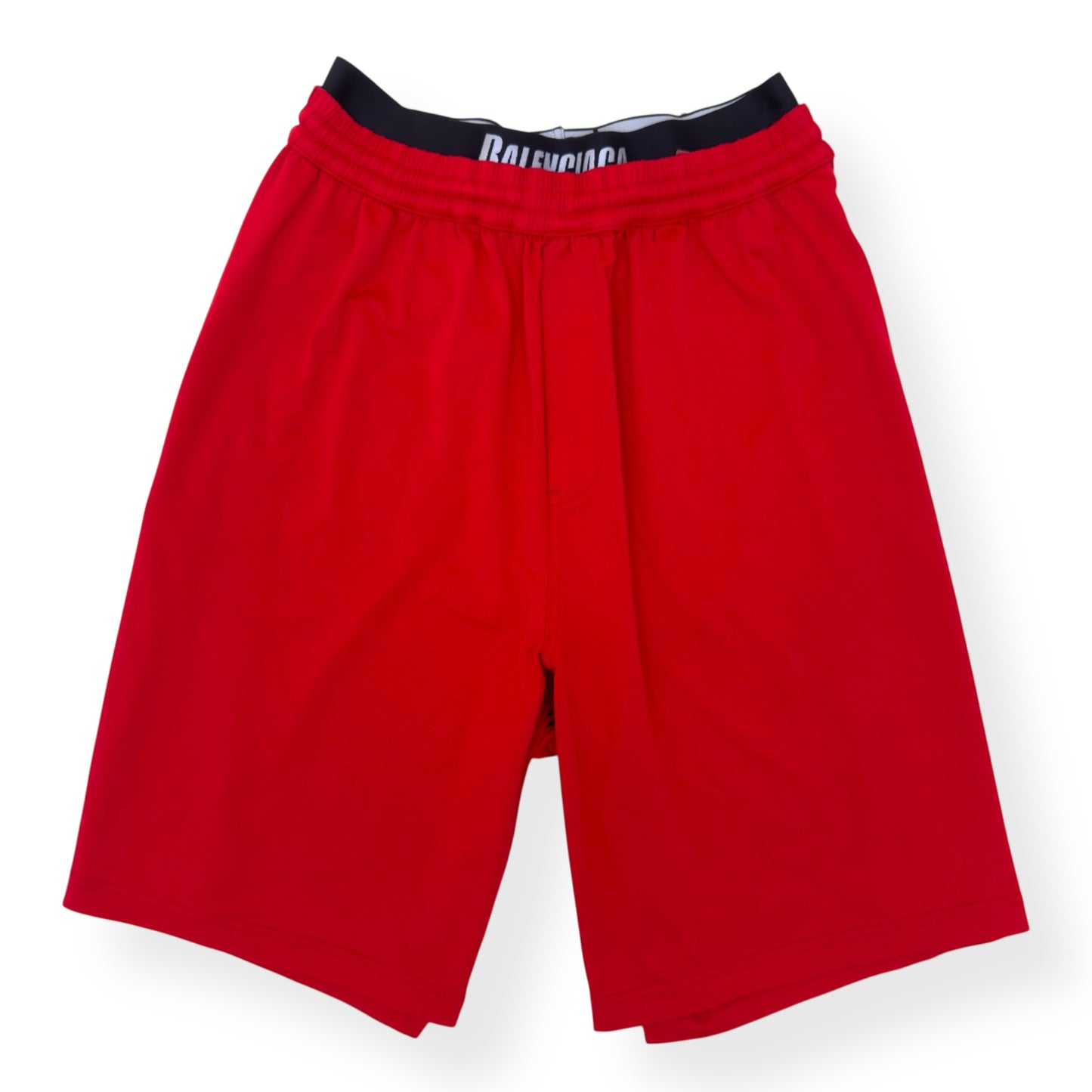 BALENCIAGA TECHNICAL-MESH JERSEY SWIM SHORTS RED / BLACK M