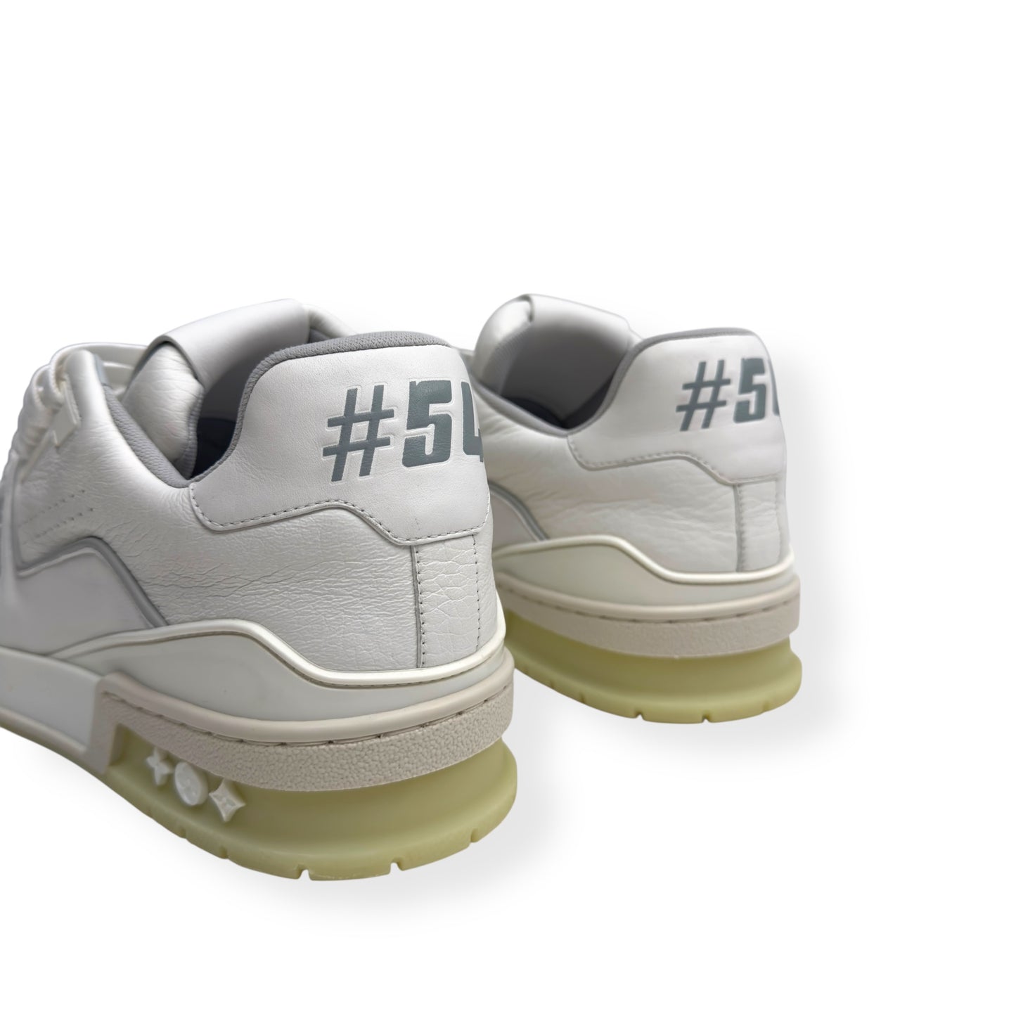 LOUIS VUITTON LEATHER LV TRAINER WHITE / GREY UK7
