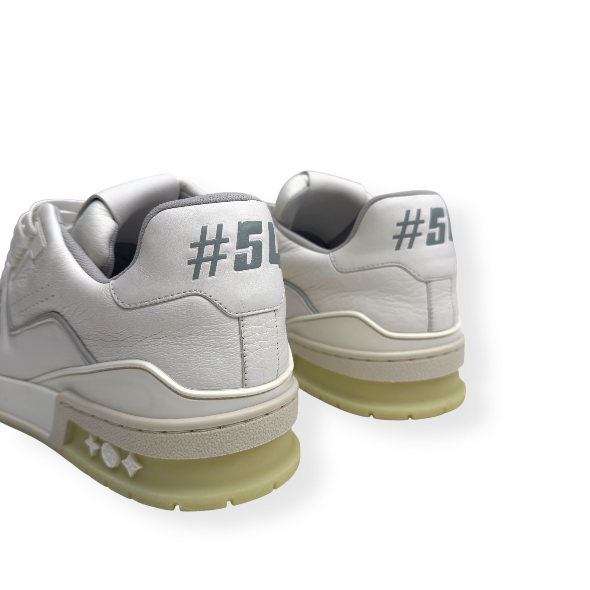 LOUIS VUITTON LEATHER LV TRAINER WHITE / GREY UK7