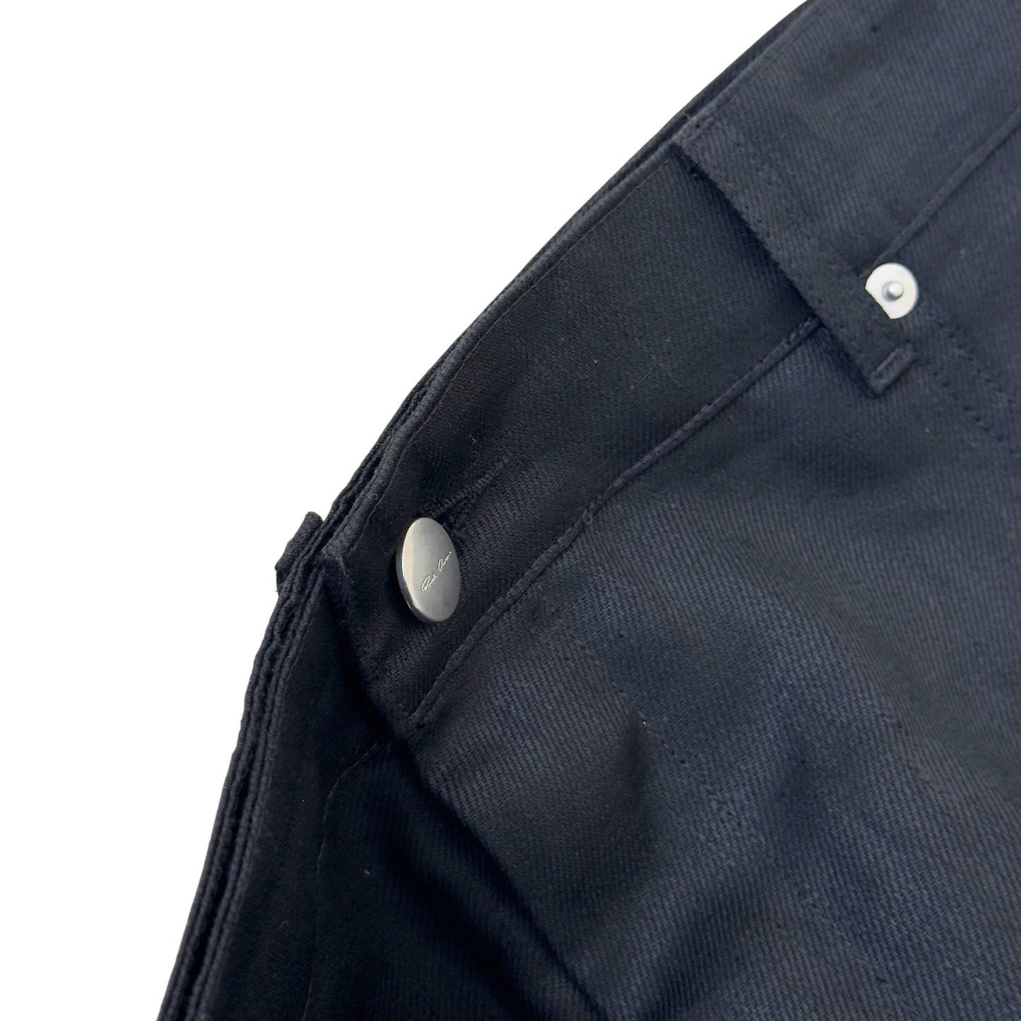 RICK OWENS SS25 HOLLYWOOD GETH LINEN TROUSERS BLACK W36”