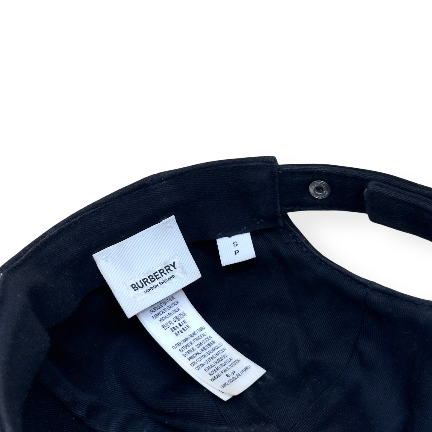 BURBERRY COTTON-TWILL BASEBALL CAP BLACK / WHITE S