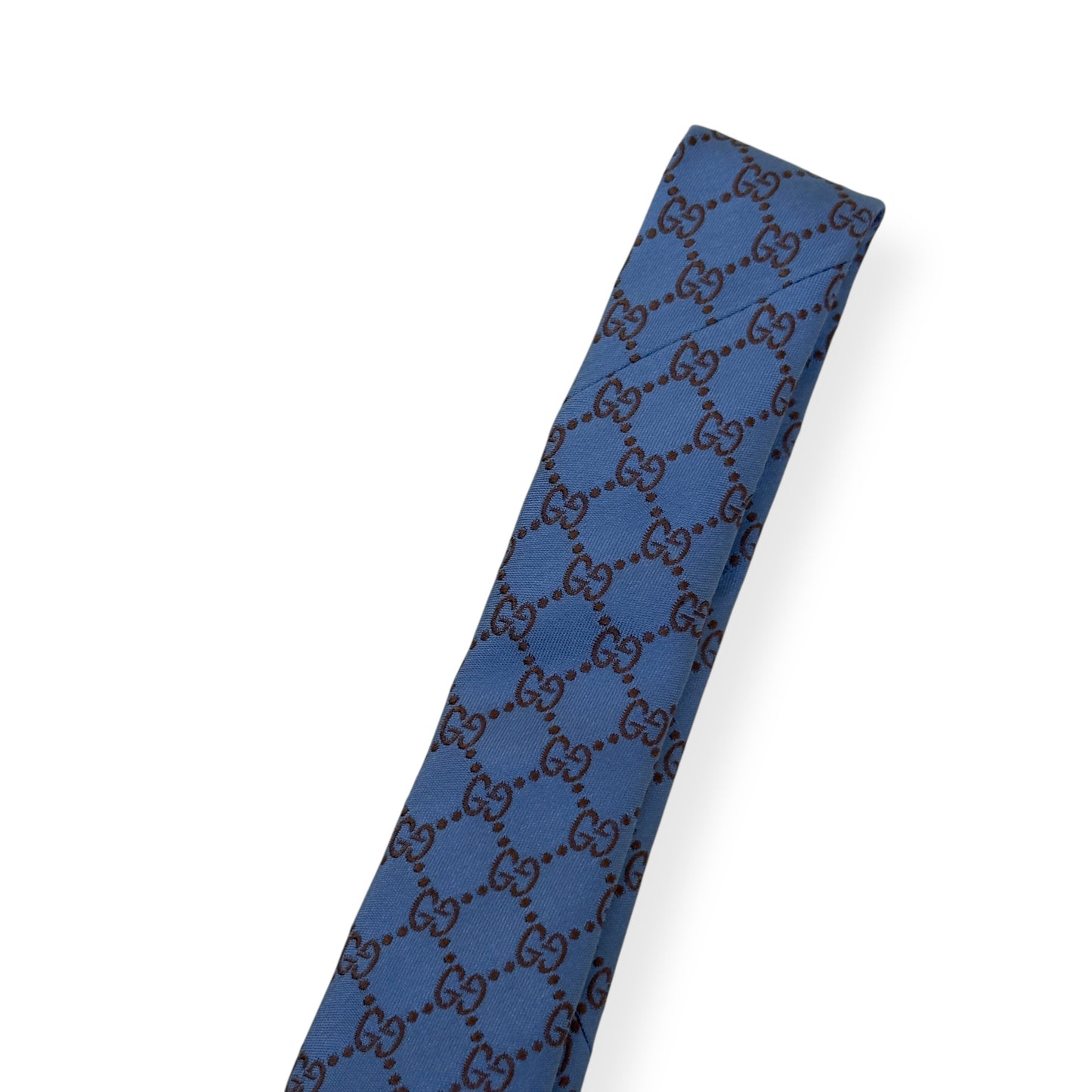 GUCCI GG JACQUARD SILK TIE BLUE