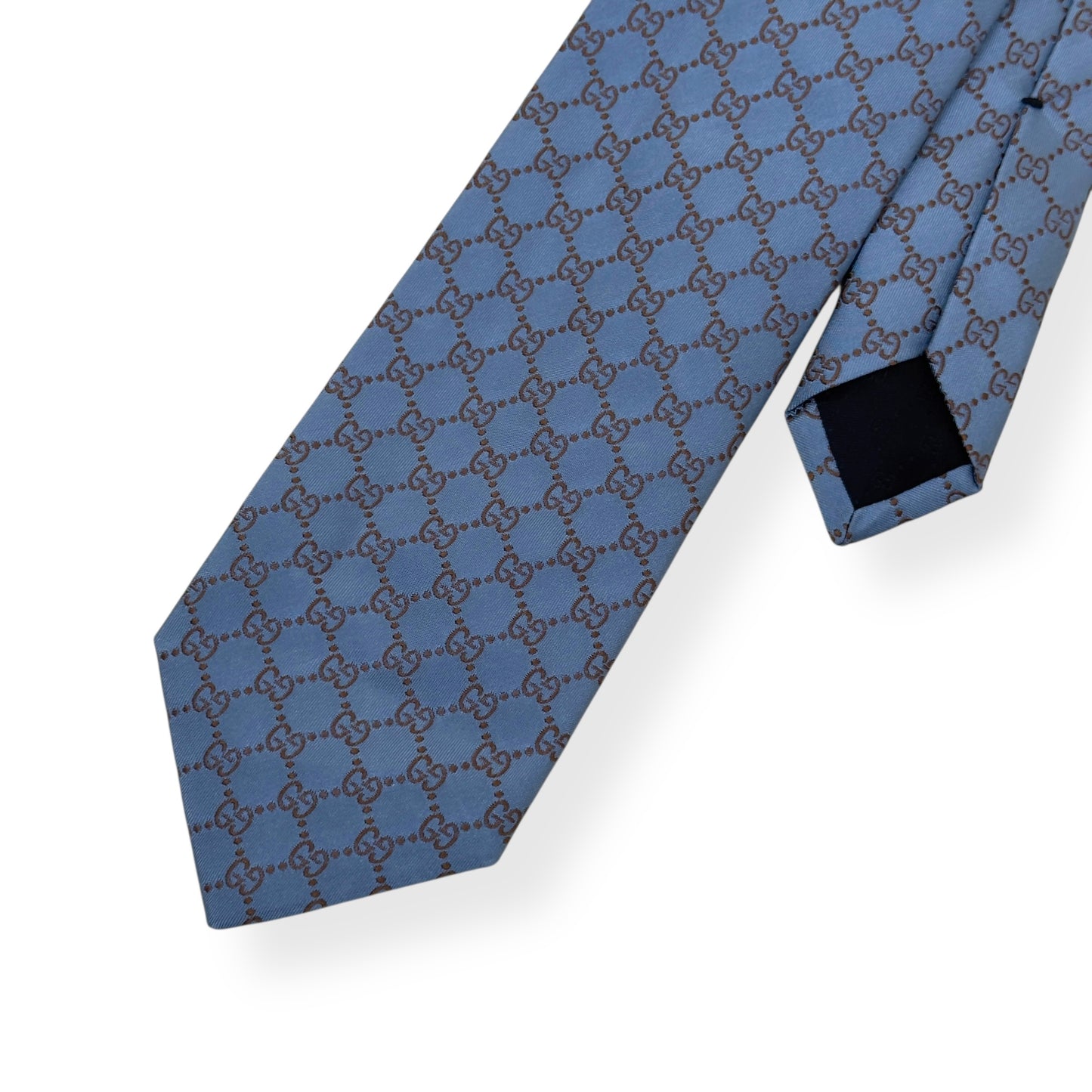 GUCCI GG JACQUARD SILK TIE BLUE