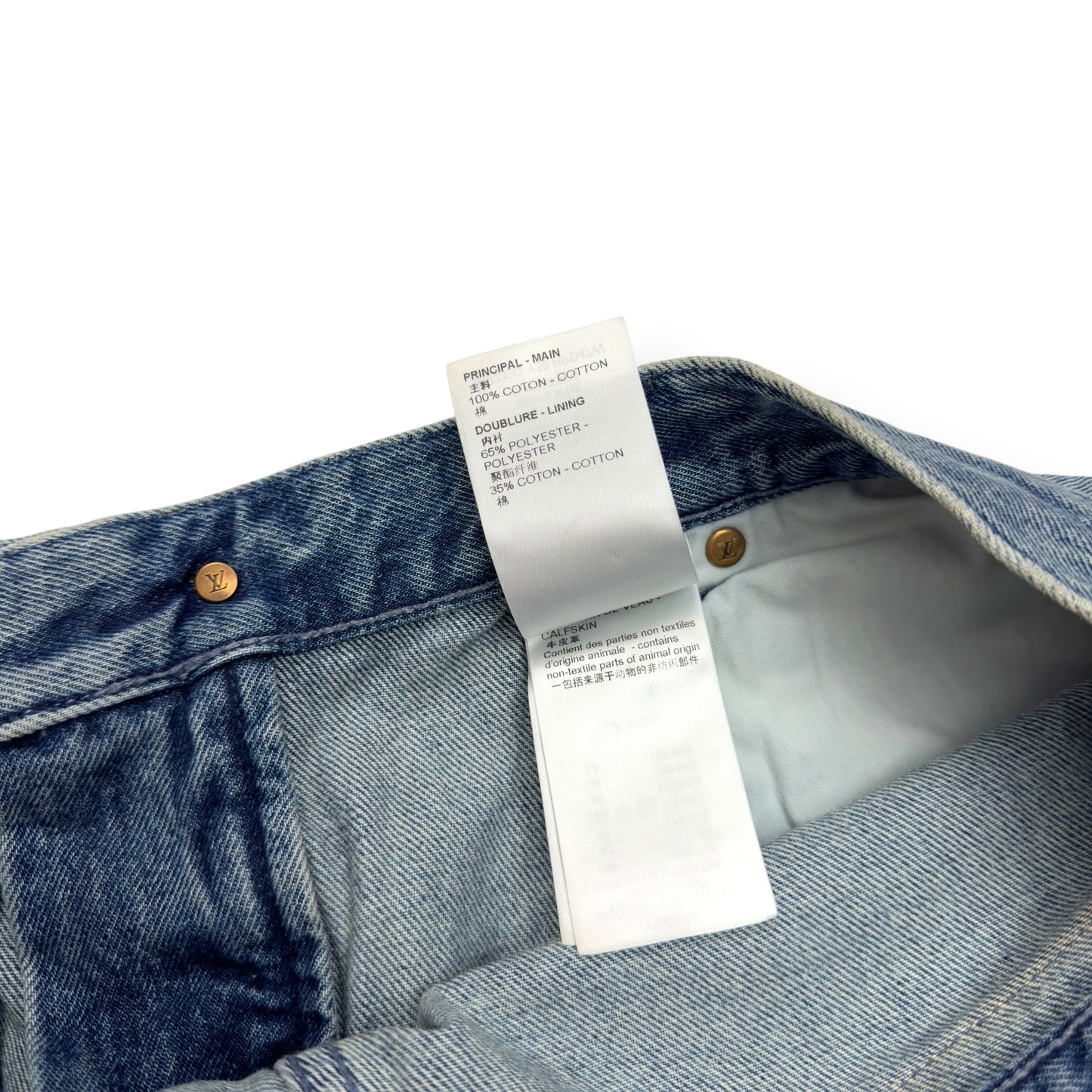 LOUIS VUITTON DENIM CARPENTER SHORTS BLUE W32”