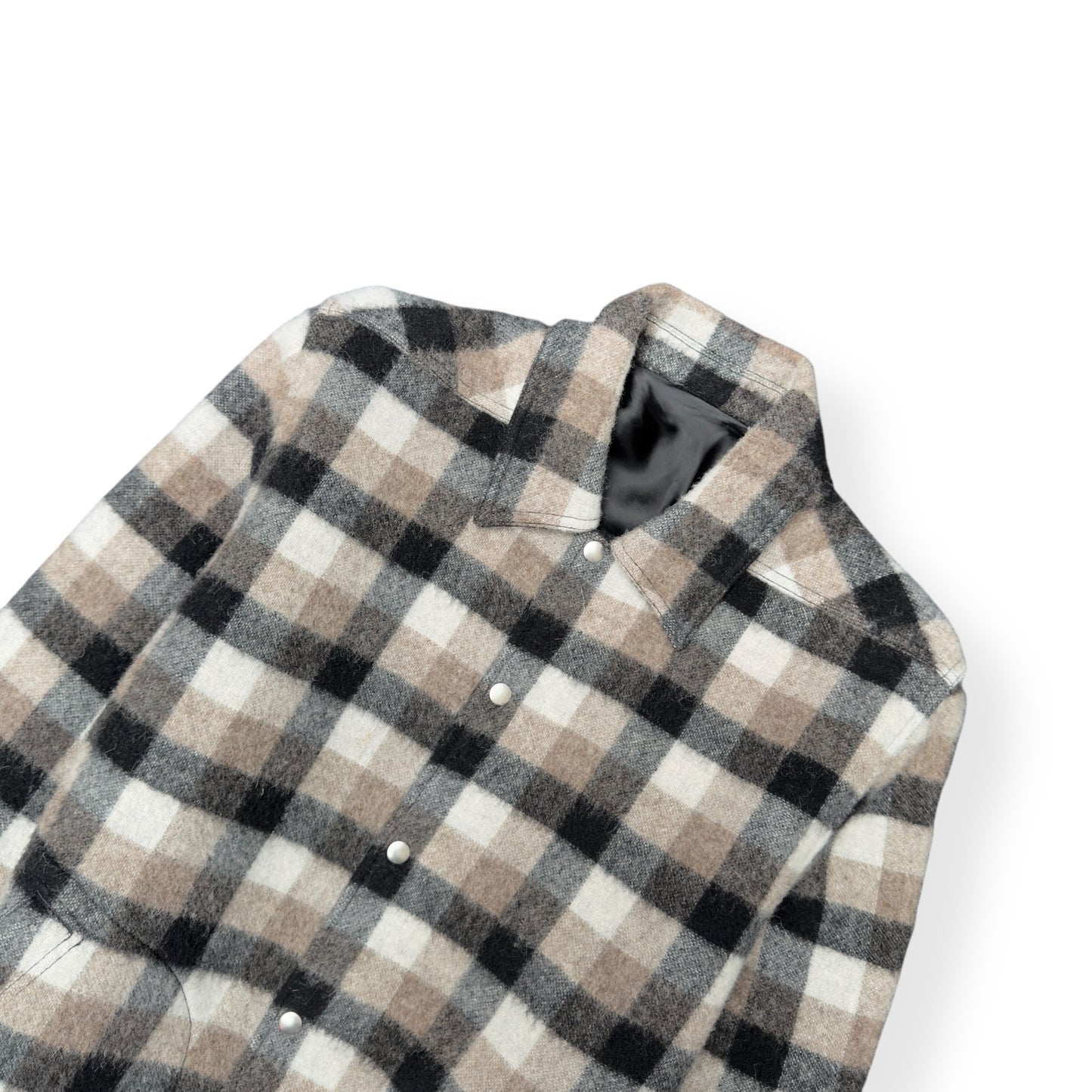 RICK OWENS AW19 ‘LARRY’ WOOL CHECKED JACKET BROWN 50 / M