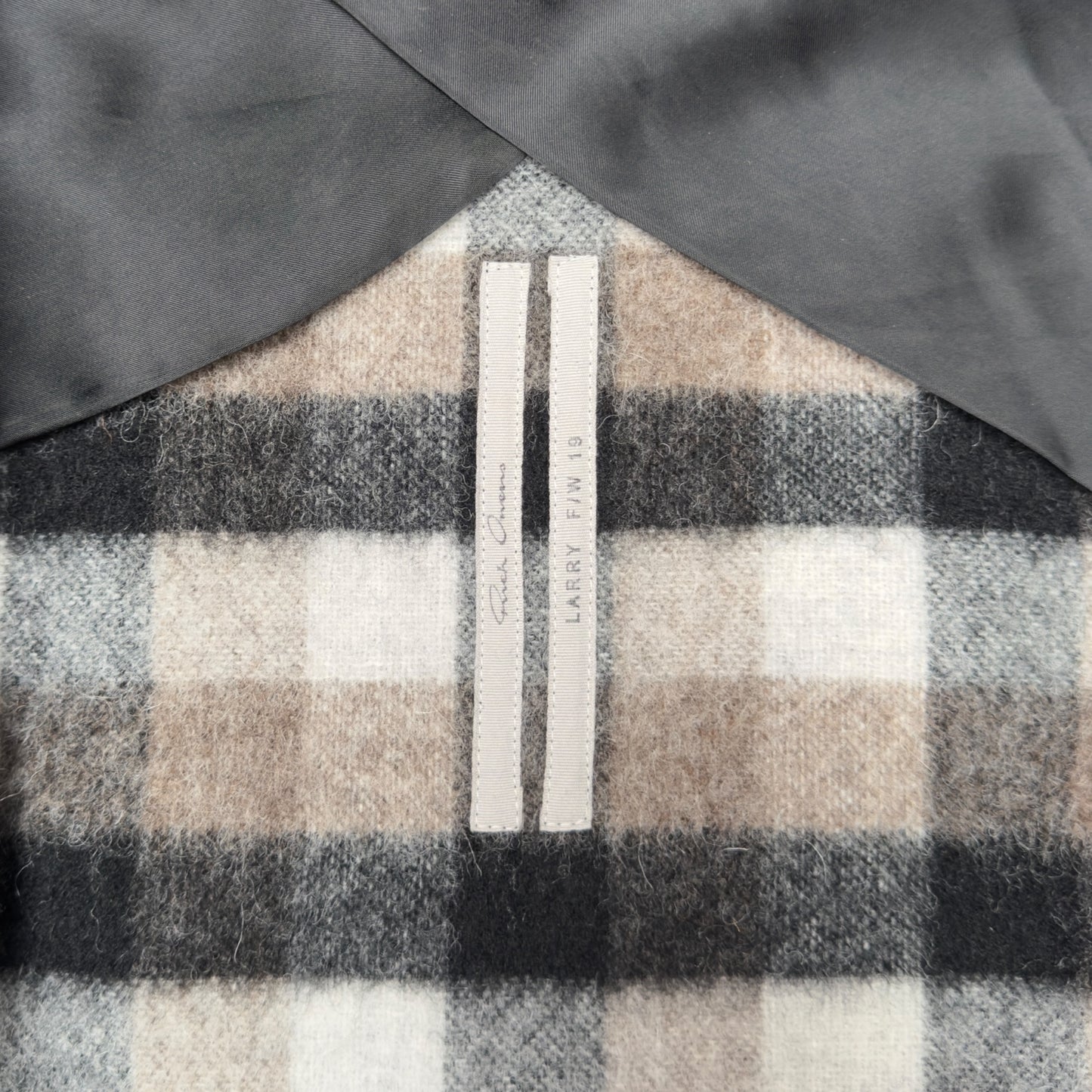RICK OWENS AW19 ‘LARRY’ WOOL CHECKED JACKET BROWN 50 / M