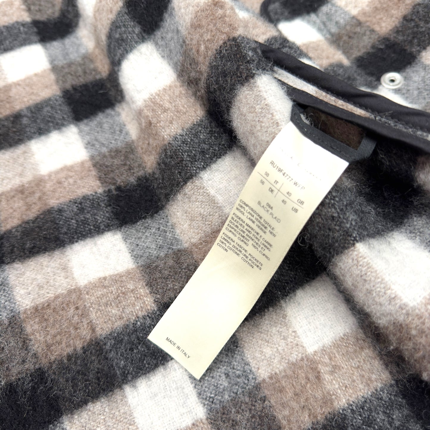 RICK OWENS AW19 ‘LARRY’ WOOL CHECKED JACKET BROWN 50 / M