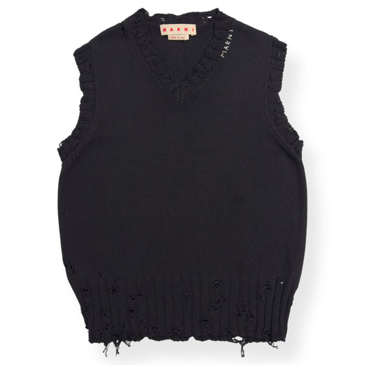 MARNI DISTRESSED KNIT VEST BLACK / WHITE 48 / S