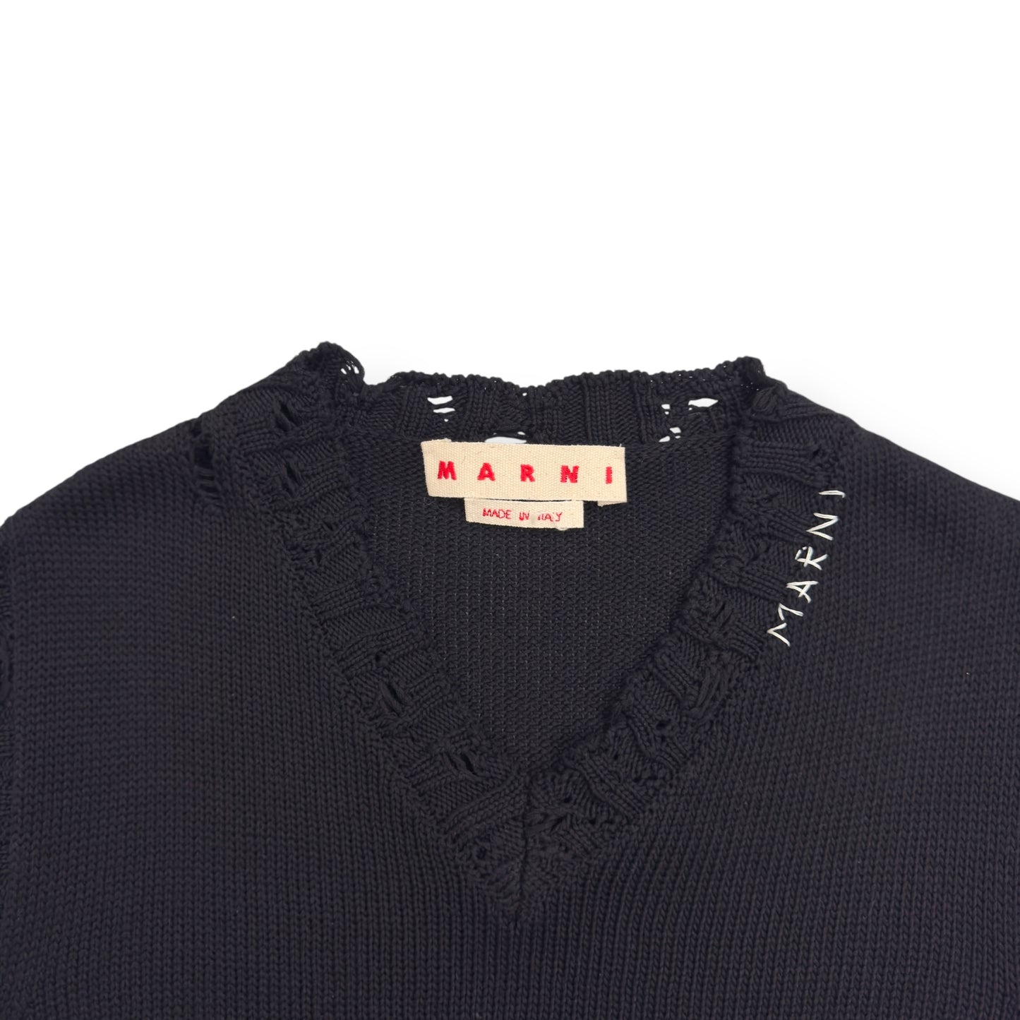 MARNI DISTRESSED KNIT VEST BLACK / WHITE 48 / S
