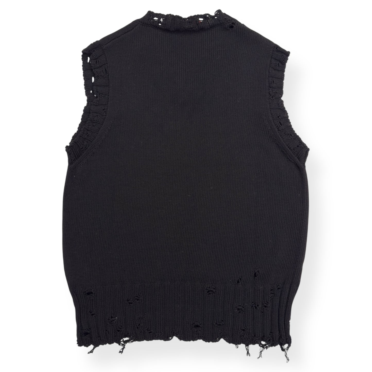 MARNI DISTRESSED KNIT VEST BLACK / WHITE 48 / S
