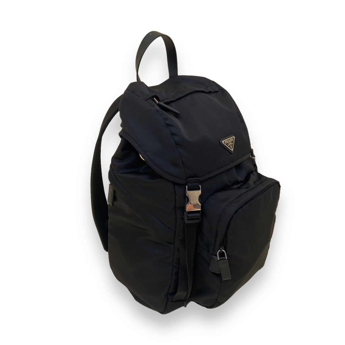 PRADA RE-NYLON AND SAFFIANO LEATHER BACKPACK BLACK