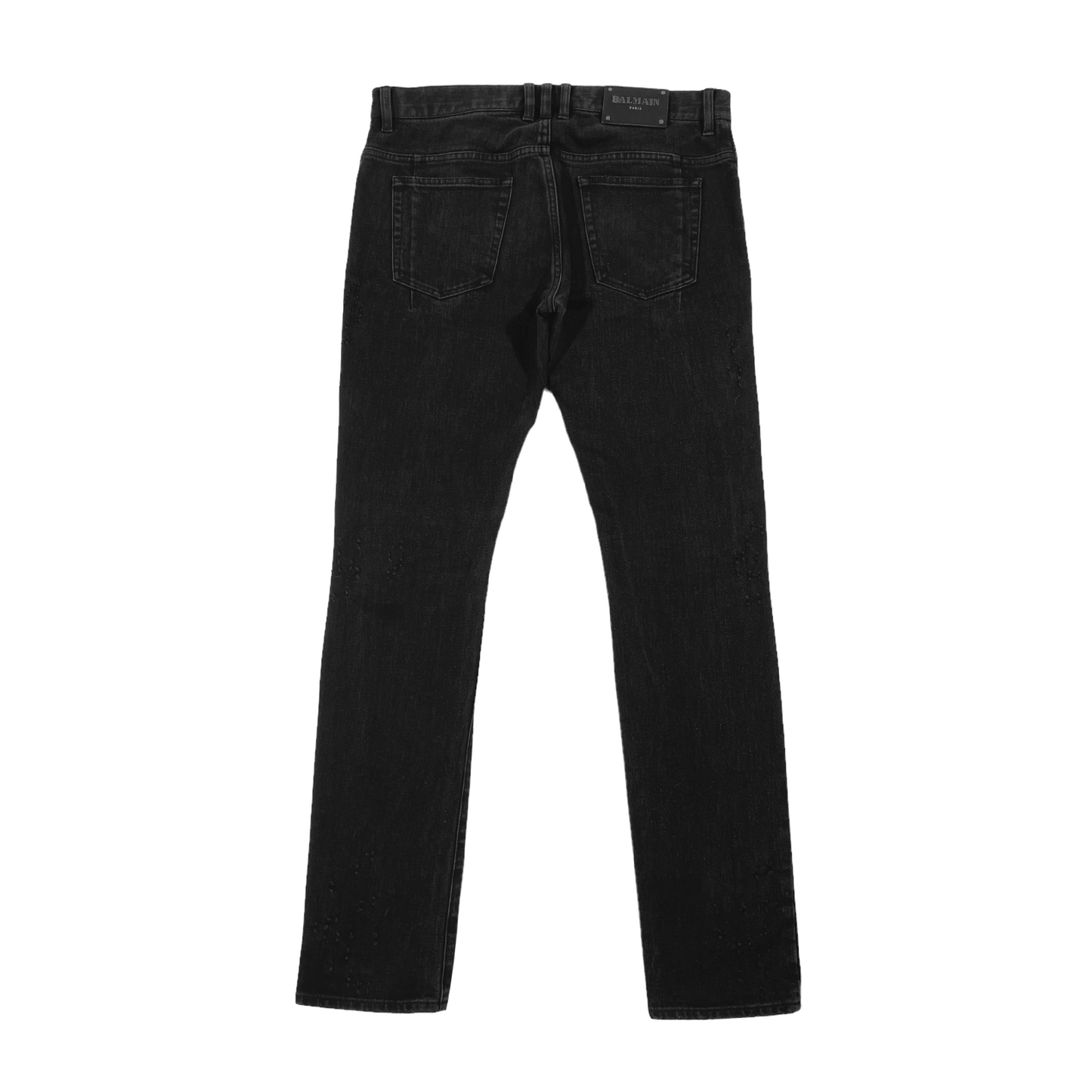 BALMAIN DISTRESSED DENIM JEANS BLACK 34W