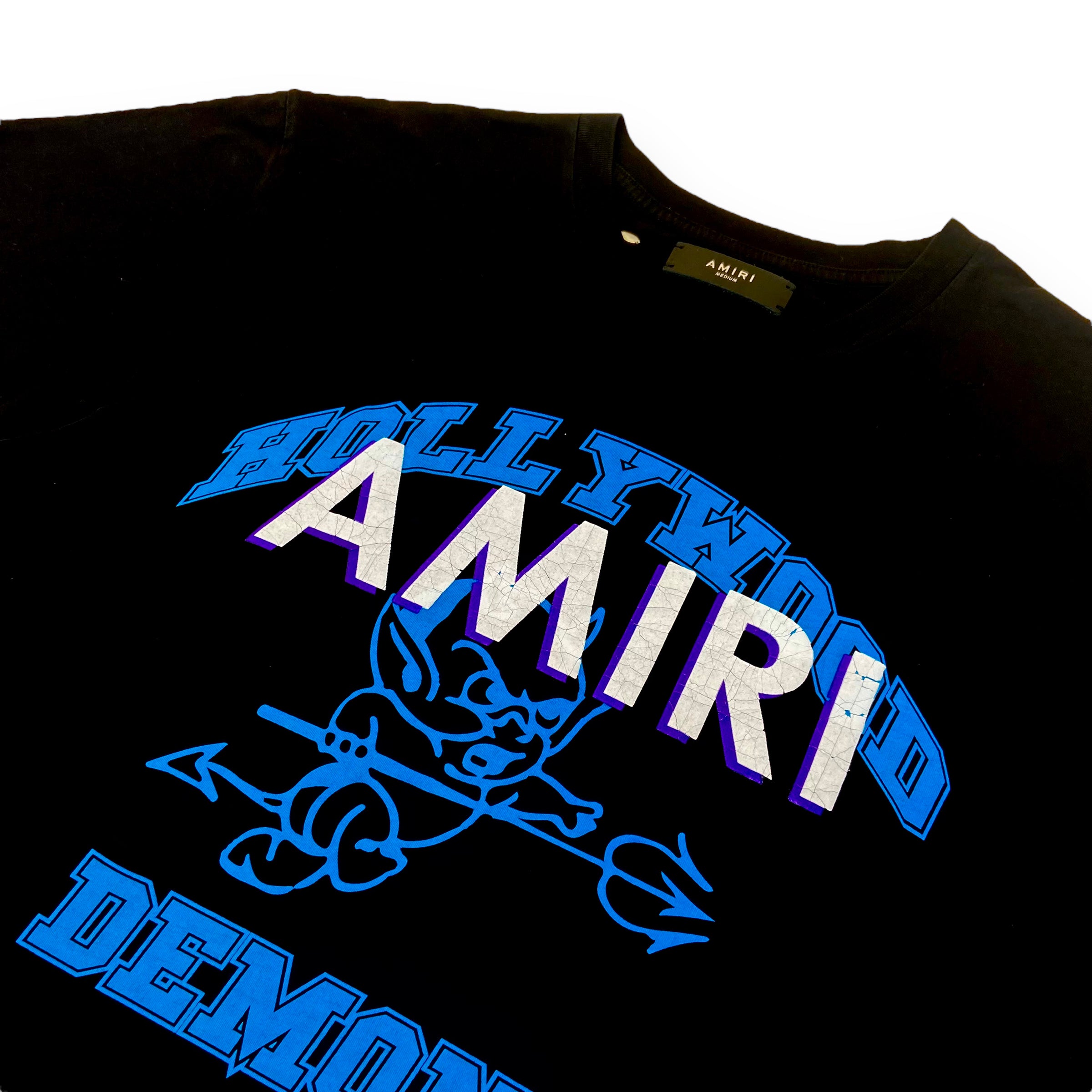 AMIRI HOLLYWOOD DEMONS DISTRESSED T-SHIRT BLACK M