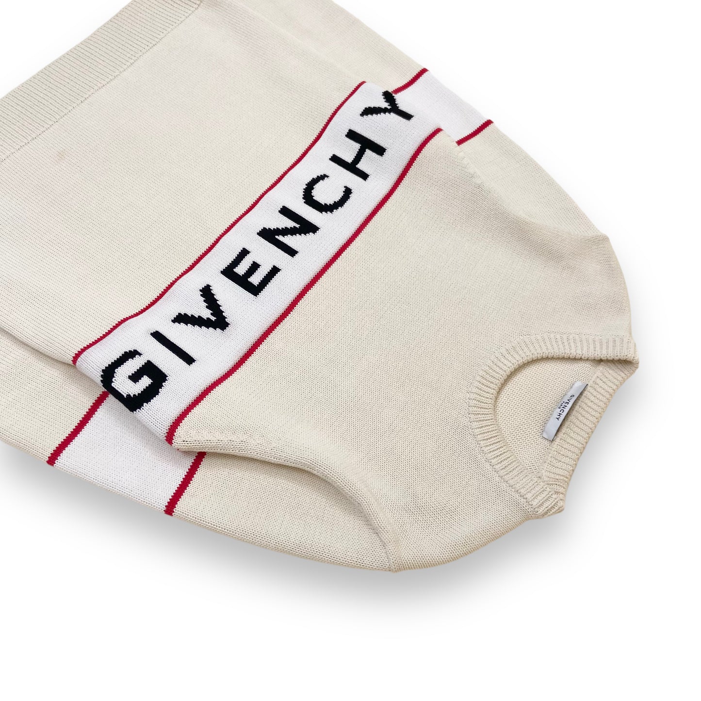 GIVENCHY REVERSE LOGO KNITTED CREW NECK CREAM M