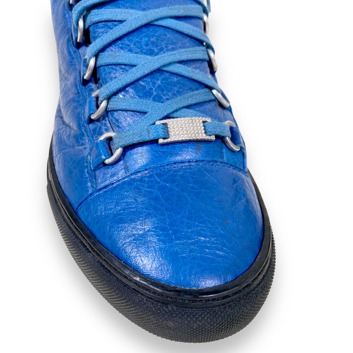 BALENCIAGA ARENA HIGH TOP SNEAKERS BLUE UK8