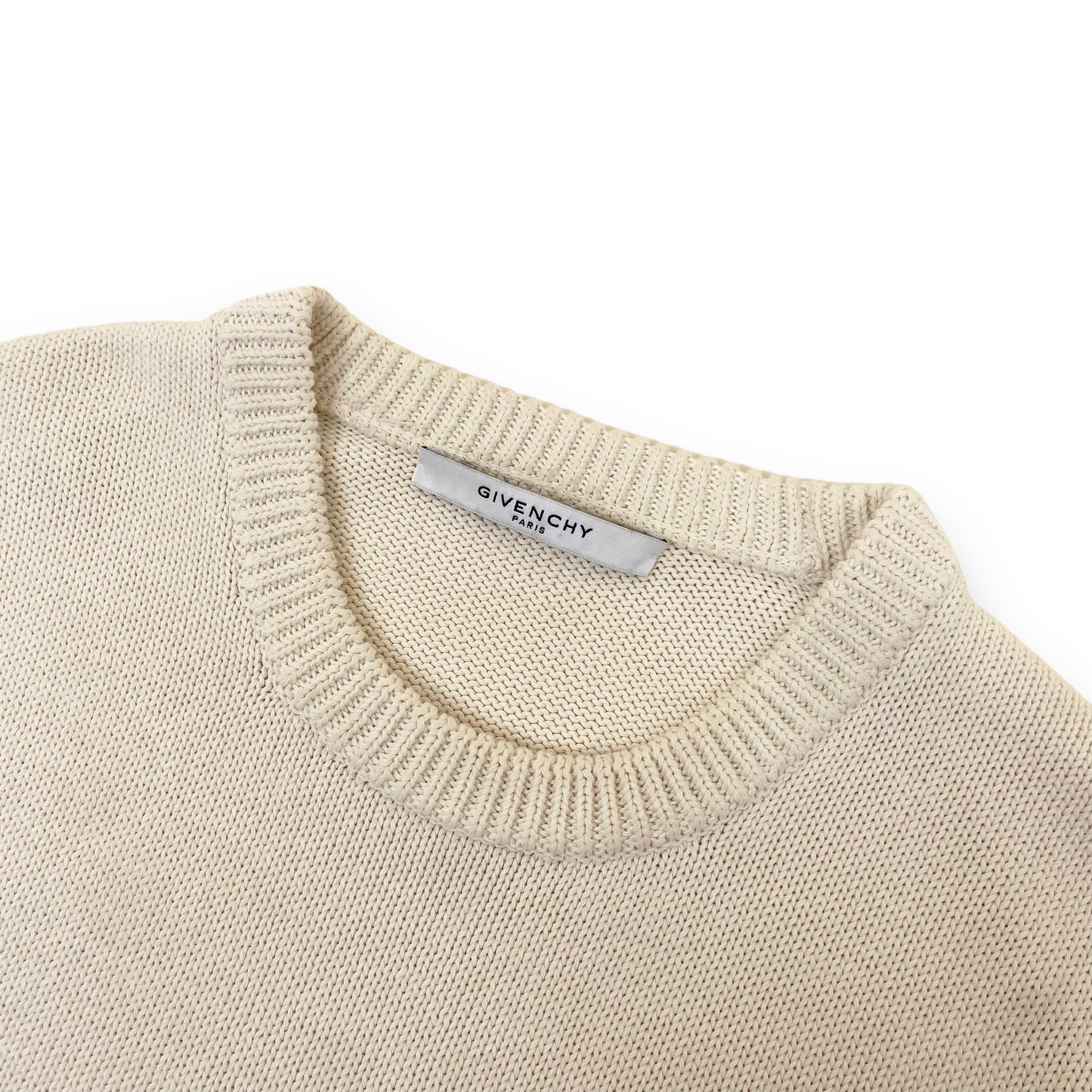 GIVENCHY REVERSE LOGO KNITTED CREW NECK CREAM M