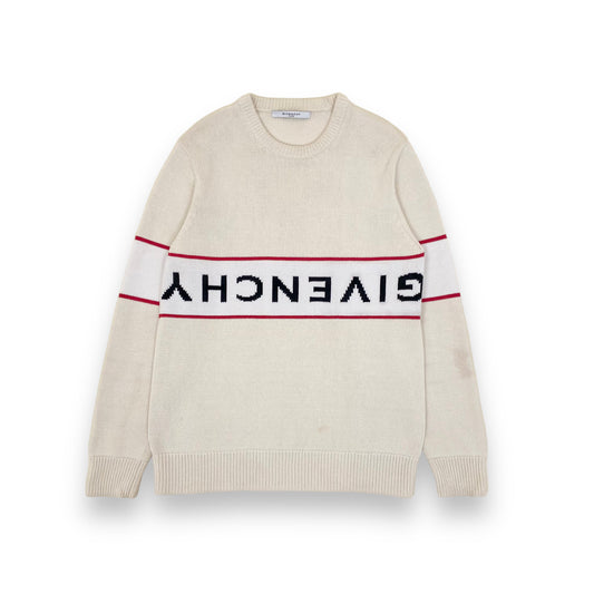 GIVENCHY REVERSE LOGO KNITTED CREW NECK CREAM M