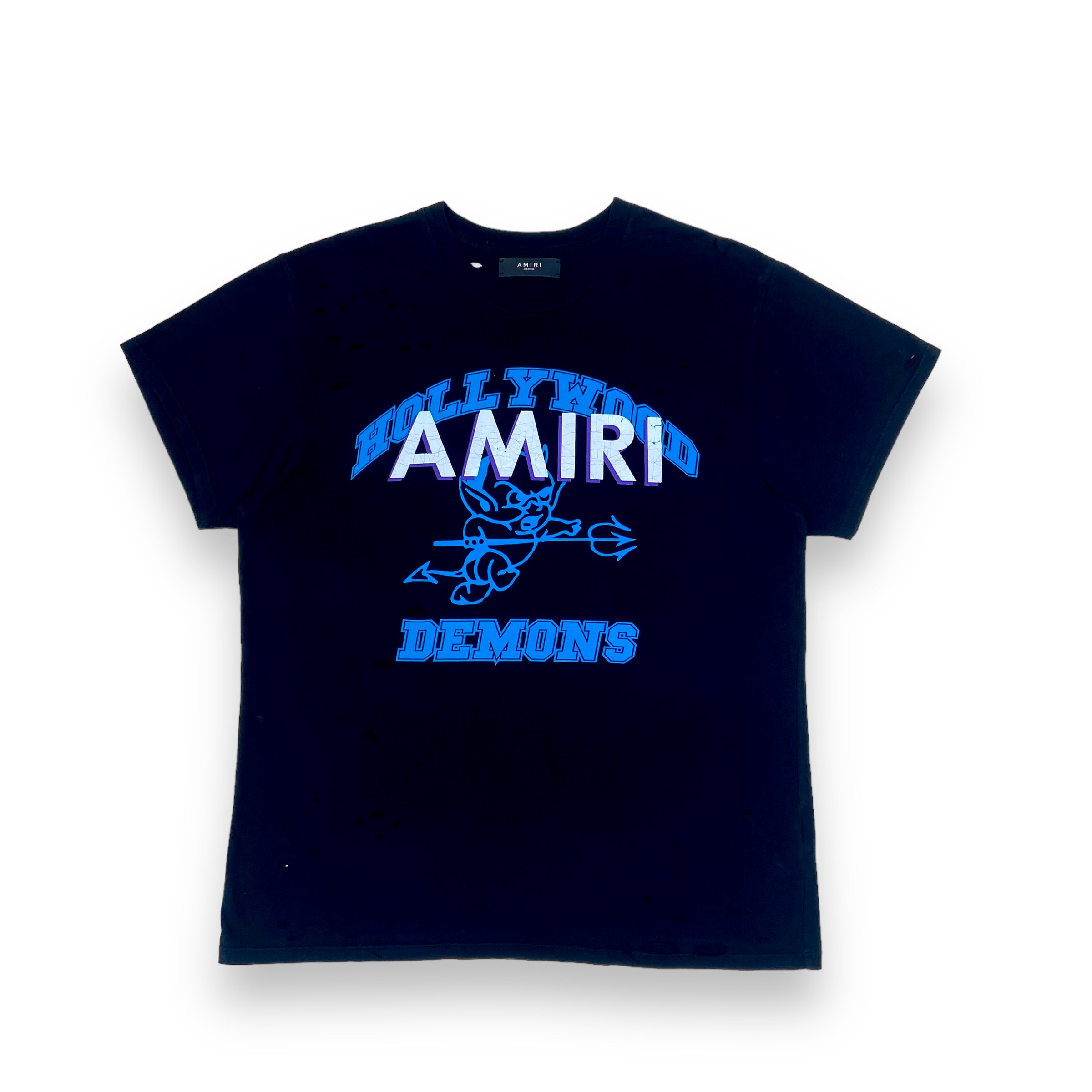AMIRI HOLLYWOOD DEMONS DISTRESSED T-SHIRT BLACK M