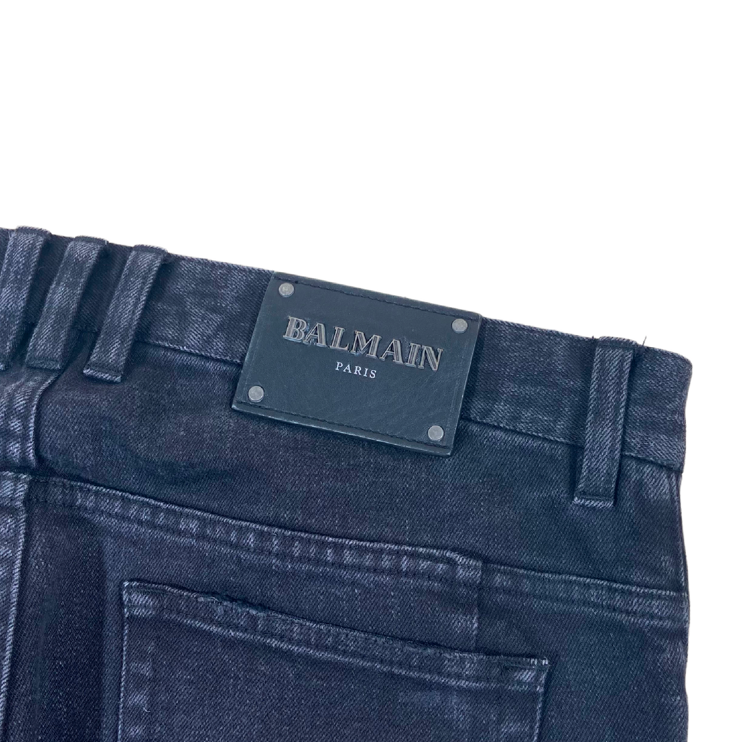 BALMAIN DISTRESSED DENIM JEANS BLACK 34W