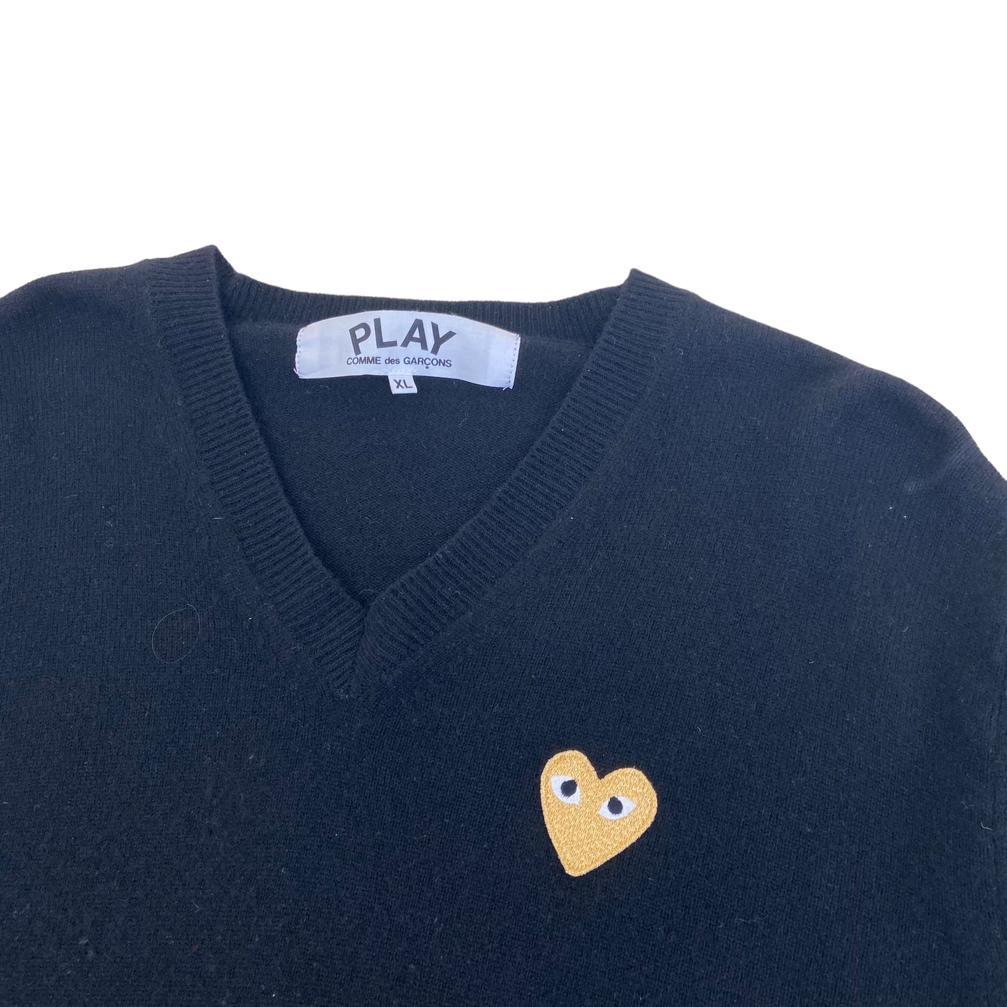 CDG PLAY KNITTED WOOL SWEATER BLACK XL