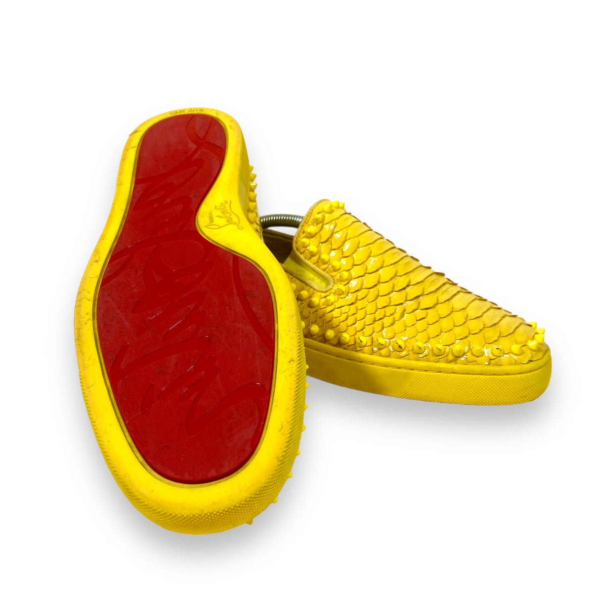 CHRISTIAN LOUBOUTIN BOAT SHOES YELLOW UK8