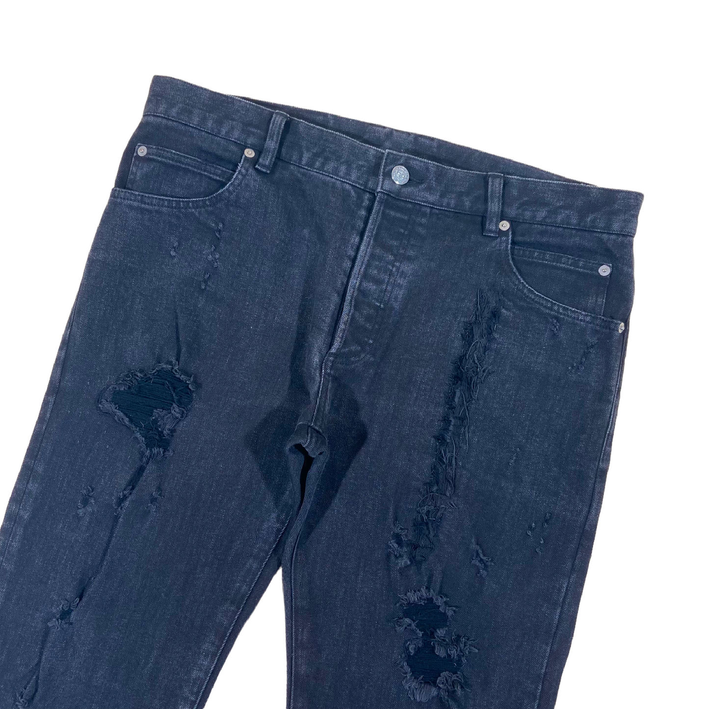 BALMAIN DISTRESSED DENIM JEANS BLACK 34W