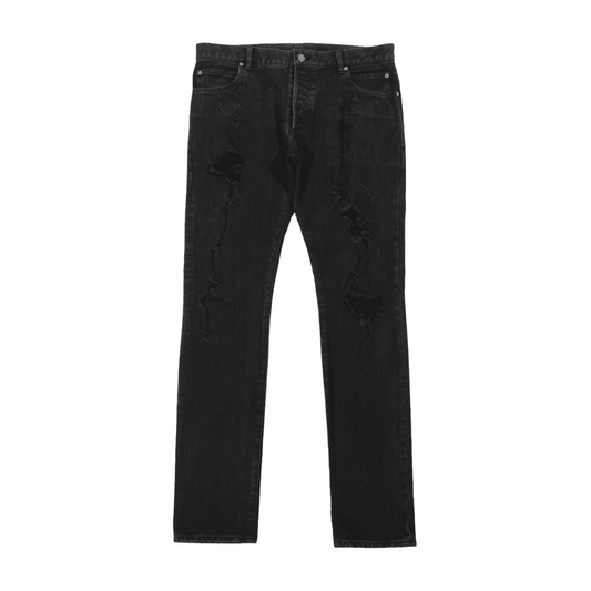 BALMAIN DISTRESSED DENIM JEANS BLACK 34W