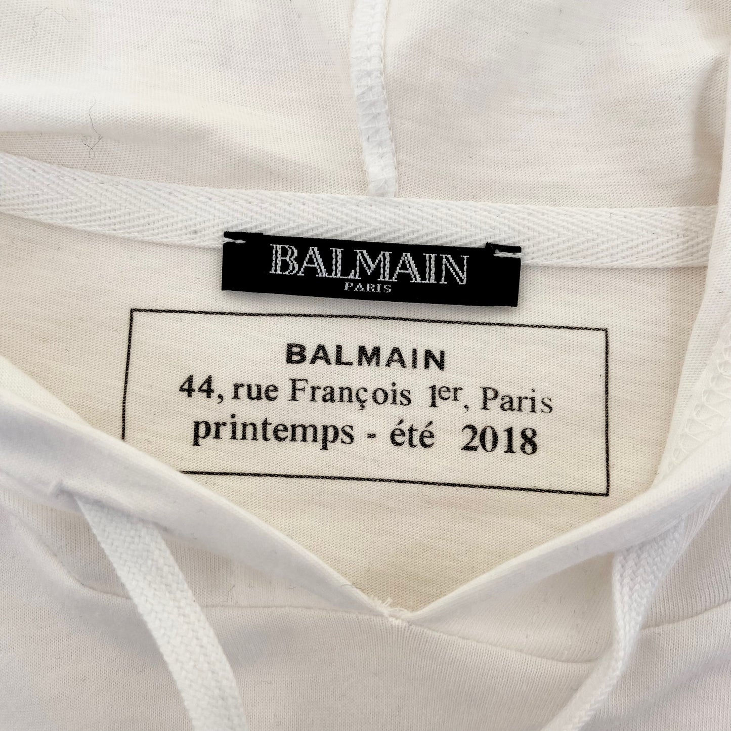 BALMAIN HOODED LONG SLEEVE T-SHIRT WHITE M